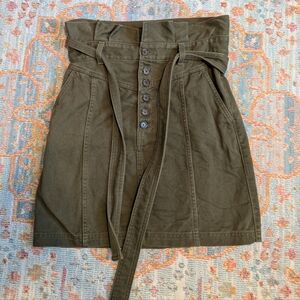 Banana Republic Green Denim Button Fly Paper Bag Mini Skirt Size 6